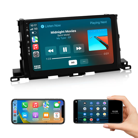 Roadanvi X12 10.2" Android Car Stereo for Toyota Highlander 2015-2019 Wireless Apple Carplay Andorid Auto Car Radio Head Unit QLED Touch Screen 1280x720 8GB+128GB GPS Navigation