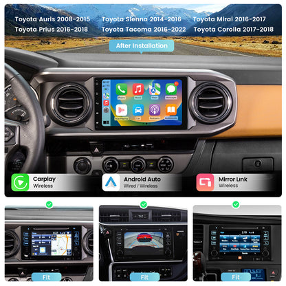 Roadanvi 9" Car Radio for Toyota Tacoma 2016-2019 Corolla 2017 2018 Sienna 2014-2016 Carplay Andorid Auto Car Stereo WiFi & 4G LTE GPS Navigation 1280 * 720 QLED Touch Screen 4GB+64GB Android 12