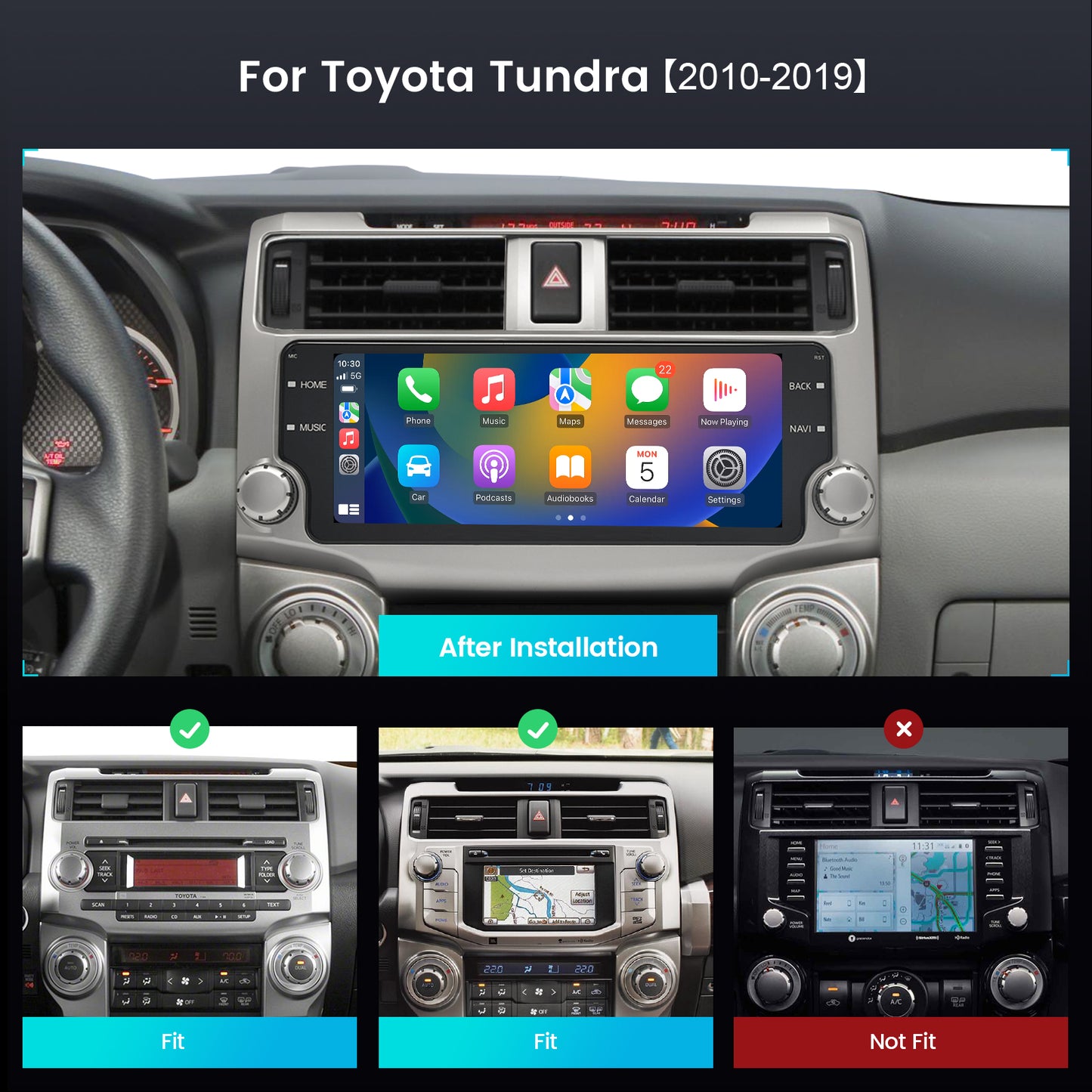 Roadanvi 2K 10.25" 8G+128G Car Stereo for Toyota 4Runner 2010-2019 Wireless Carplay Android Auto 4G LTE Car Radio Head Unit 1920×720 QLED Touch Screen DSP GPS Navigation Android 12 Sliver