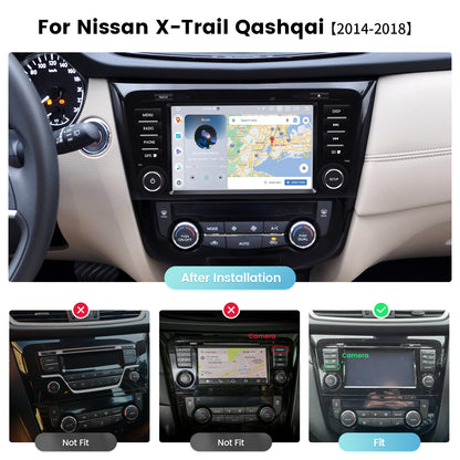 Roadanvi 4GB+64GB X12 Android Car Stereo for Nissan X-Trail Qashqai 2014-2018 Wireless Carplay Android Auto Car Radio GPS Navigation Bluetooth QLED Touch Screen WiFi 4G LTE  Head Unit