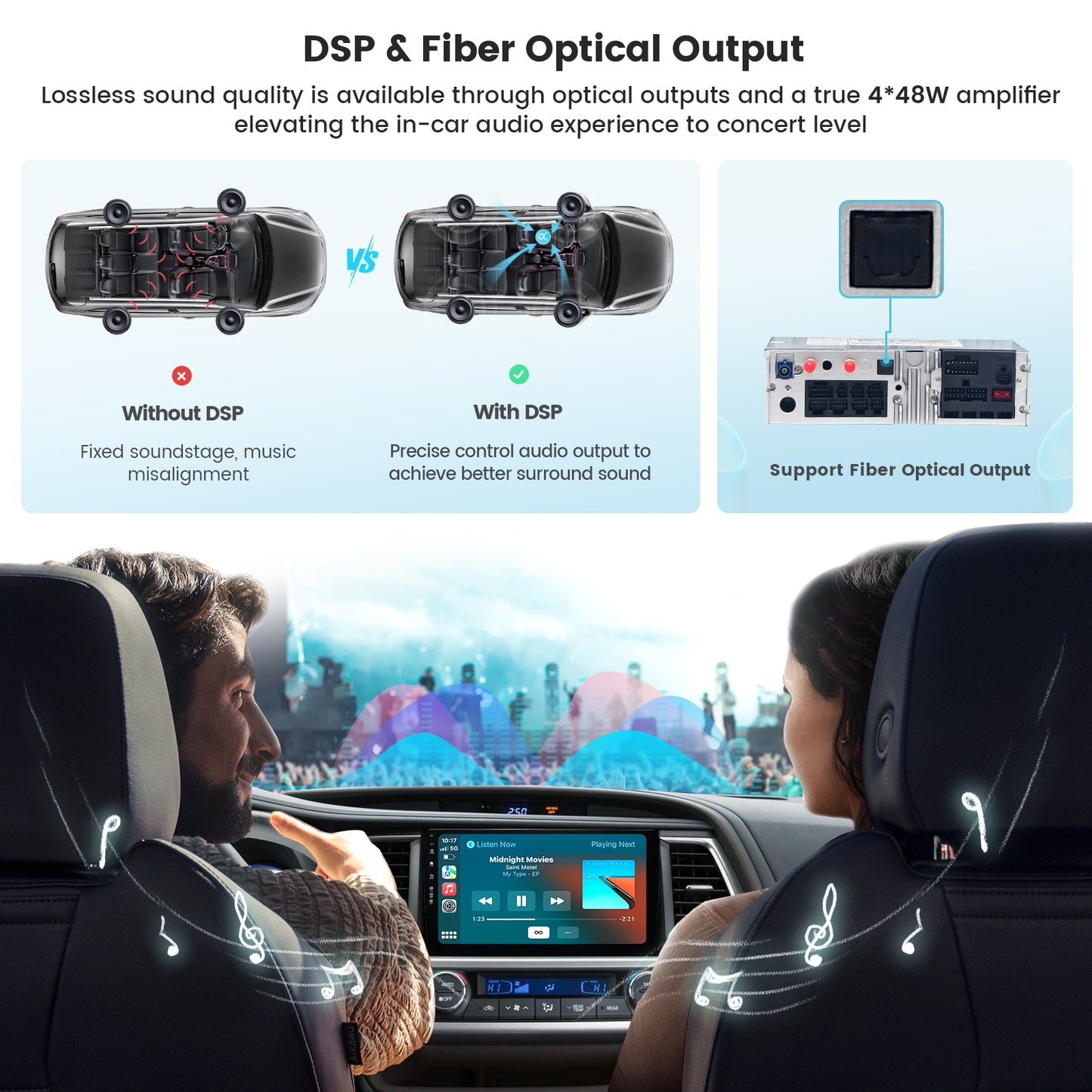 Roadanvi X12 10.2" Android Car Stereo for Toyota Highlander 2015-2019 Wireless Apple Carplay Andorid Auto Car Radio Head Unit QLED Touch Screen 1280x720 8GB+128GB GPS Navigation