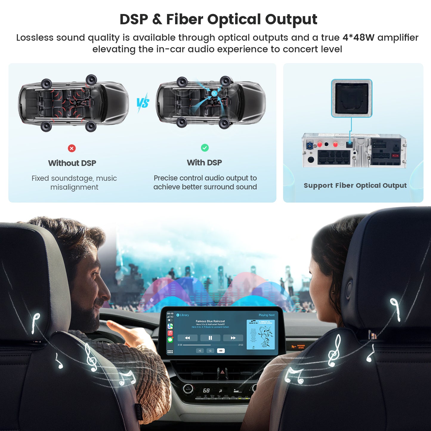 Roadanvi X12 12.3" Car Stereo for Toyota Corolla 2019-2021 Wireless Carplay Android Auto 4G LTE Head Unit 1920x720 QLED Car Radio Bluetooth Touch Screen WiFi 4GB+64GB GPS Navigation