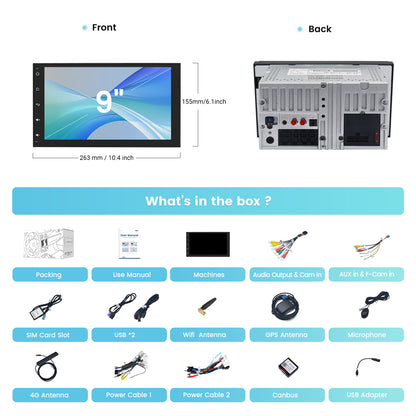 Roadanvi 9" Car Radio for Toyota Tacoma 2016-2019 Corolla 2017 2018 Sienna 2014-2016 Carplay Andorid Auto Car Stereo WiFi & 4G LTE GPS Navigation 1280 * 720 QLED Touch Screen 4GB+64GB Android 12