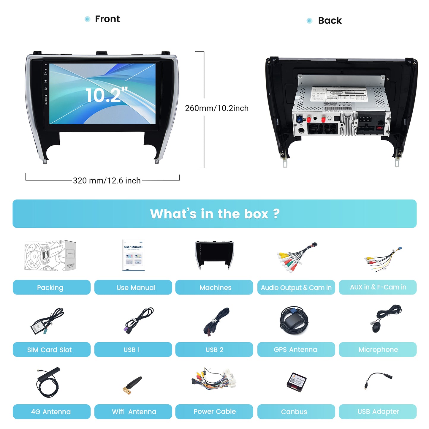 Roadanvi 4G+64G/8G+128G X12 Android Car Radio for Toyota Camry 2015 2016 2017 Wireless Carplay Android Auto Car Stereo GPS Navigation Bluetooth WiFi 4G LTE 1280x720 QLED Touch Screen Head Unit