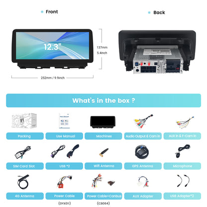 Roadanvi X12 Car Stereo for Mazda CX5 2012-2015 Car Radio CarPlay Android Auto Bluetooth WiFi 4G LTE 12.3" QLED 1920x720 Touch Screen Android 12 Head Unit  4G+64G GPS Navigation