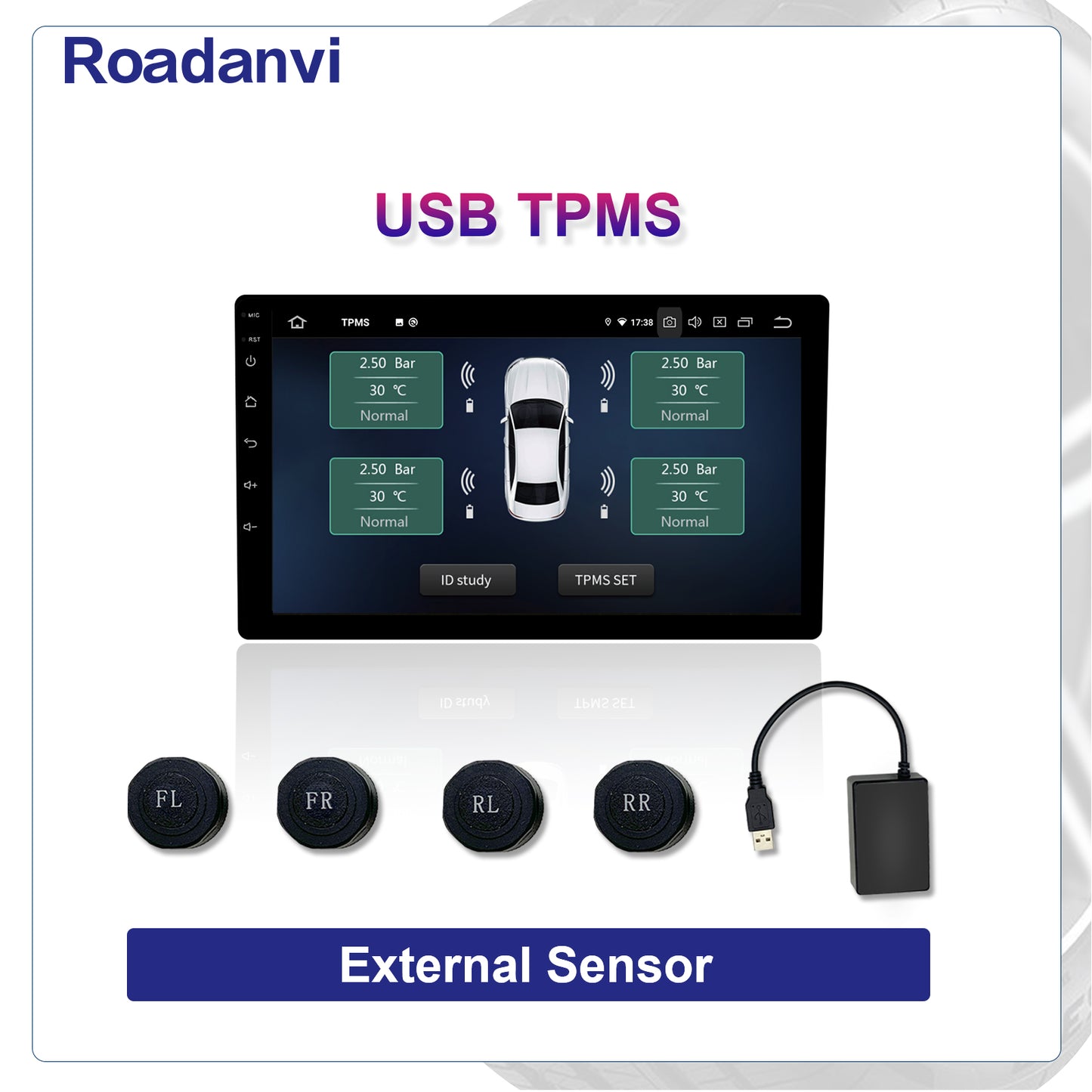 Roadanvi External TPMS APP Car Tire Pressure Monitoring System Car Tire Diagnostic Tool Suit for Roadanvi Unit