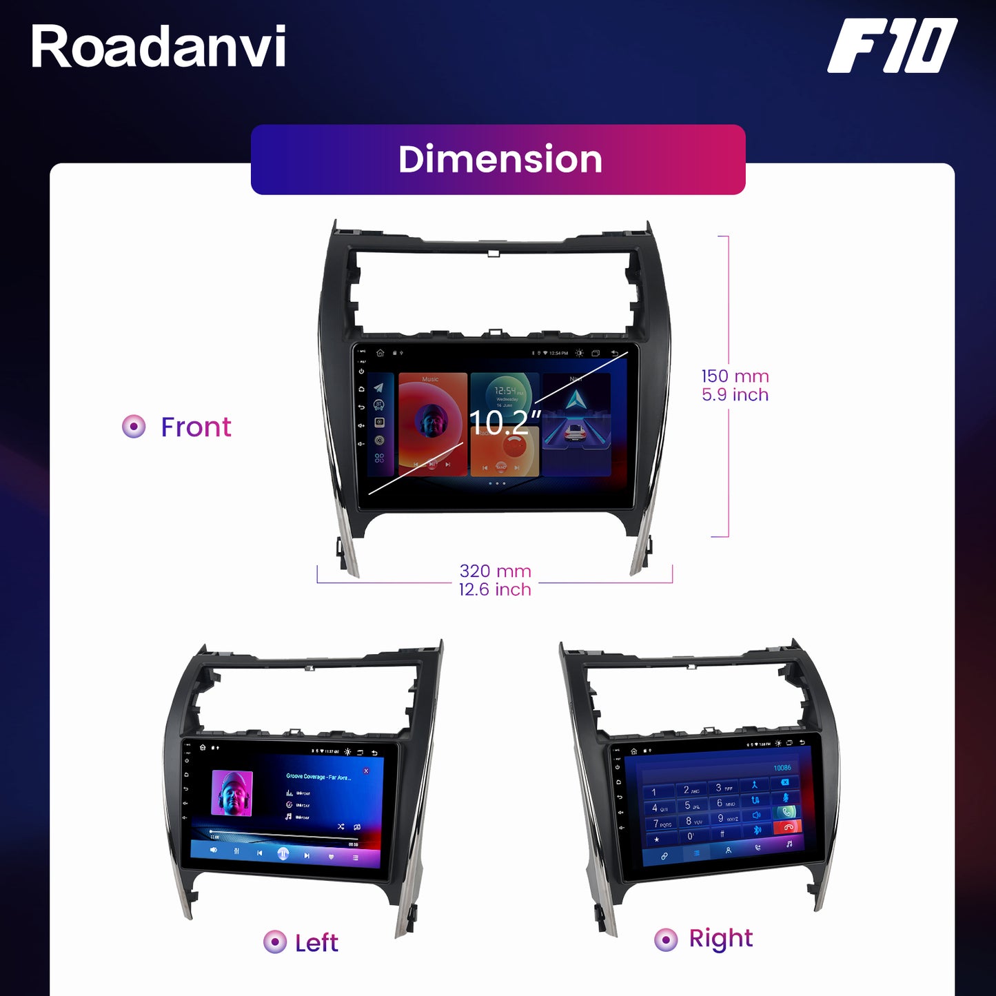 Roadanvi F10 For Toyota Camry 2012 2013 2014 Car Radio Apple Carplay IPS Screen 4*50W USB 4G RAM GPS Navigation