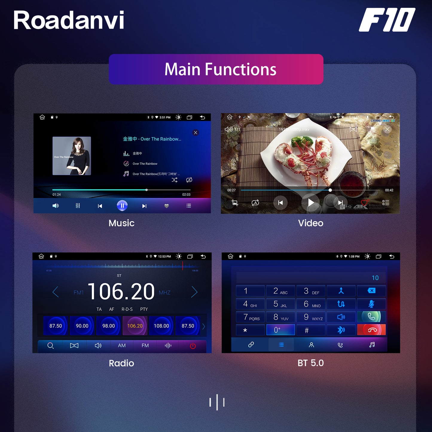 Roadanvi F10 For Toyota Universal Corolla Camry 2014-2022 Car Stereo Apple Carplay Android 10 DSP GPS NAvigation