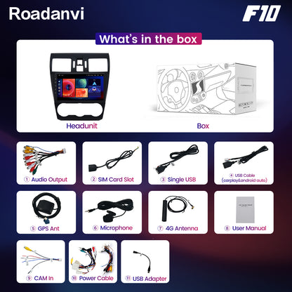 Roadanvi F10 For Subaru Forester 4 Impreza WRX 2012 2013 2014 2015 Car Stereo Apple Carplay IPS Screen 9 Inch 4G RAM Wifi GPS Navigation