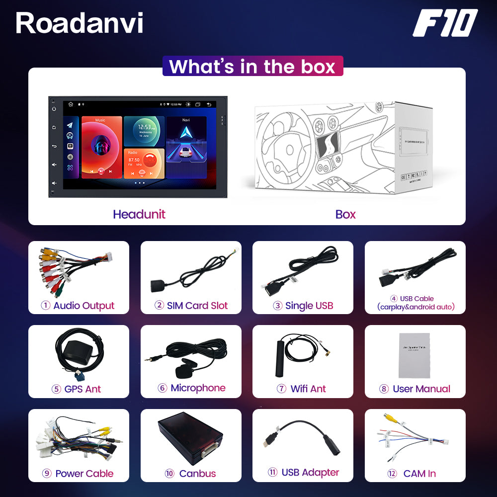 Roadanvi F10 For Toyota Universal Corolla Camry 2014-2022 Car Stereo Apple Carplay Android 10 DSP GPS NAvigation