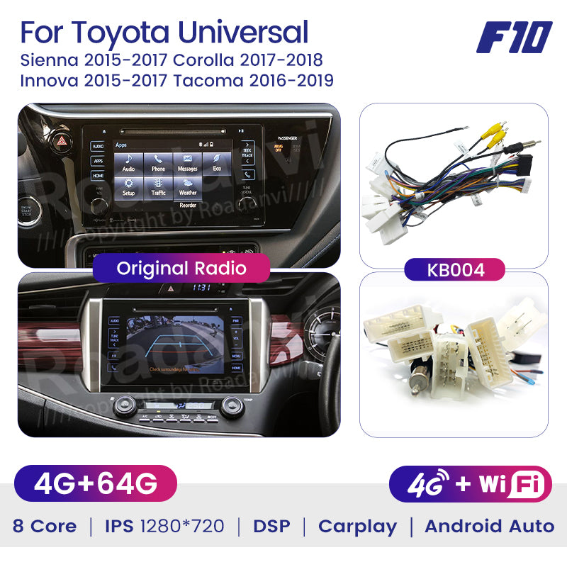 Roadanvi F10 For Toyota Universal Corolla Camry 2014-2022 Car Stereo Apple Carplay Android 10 DSP GPS NAvigation