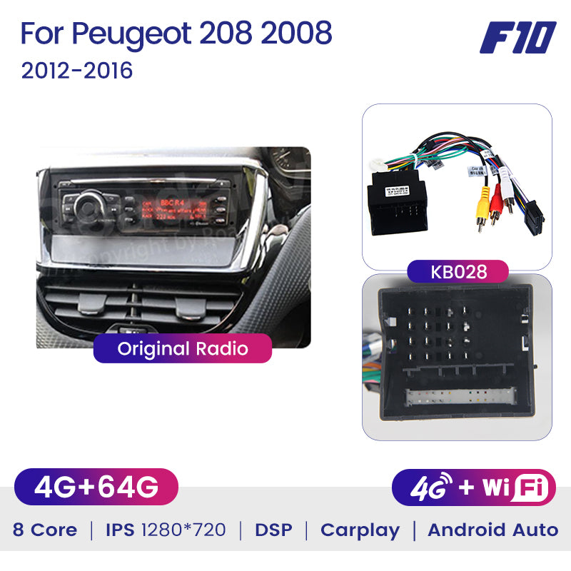 Autoradio tactile GPS Bluetooth Android & Apple Carplay Peugeot